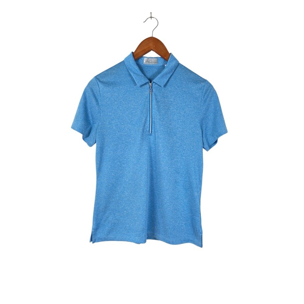 Callaway Golf Polo Women Medium Blue 1/4 Zip Short Sleeve Opti-Dri Performance